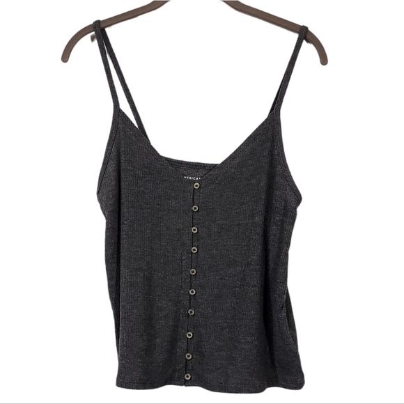 American Eagle Outfitters Tops - American Eagle Outfitters Tank Ribbed Kint Charcoal Gray Womens Shirt Size M